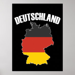 Deutschland Karte - Deutsche Flagge - Deutschland  Poster