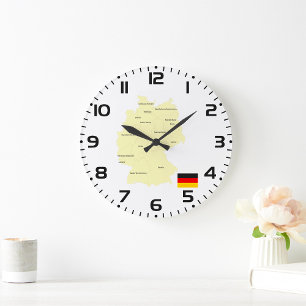 Deutschland Karte mit Staaten und Hauptstädte Große Wanduhr