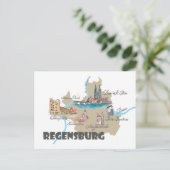 Deutschland-Karte Regensburg Postkarte (Stehend Vorderseite)