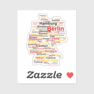 Deutschland Karte Silhouette Städte Flaggen Berlin Aufkleber