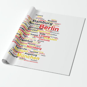 Deutschland Karte Silhouette Städte Flaggen Berlin Geschenkpapier