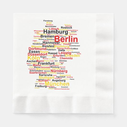 Deutschland Karte Silhouette Städte Flaggen Berlin Serviette (Vorderseite)