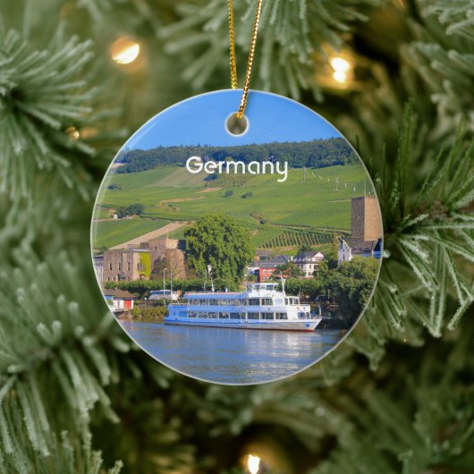 Deutschland: Kreuzfahrtschiff, Rudesheim Keramik Ornament (Baum)