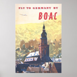 Deutschland Kunst Druck Deutsches Dekor BOAC Reise Poster