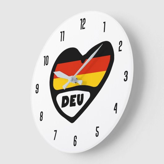 Deutschland Ländercode EU Flaggenmitte Große Wanduhr (Winkel)