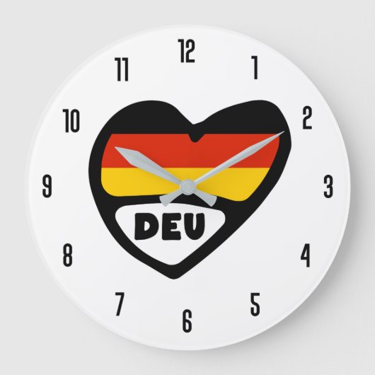 Deutschland Ländercode EU Flaggenmitte Große Wanduhr (Vorderseite)