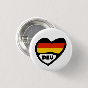 Deutschland Ländercode Flagge Herz Pin Abzeichen,  Button