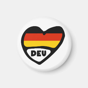Deutschland Ländercode Flaggenherz, DEU Magnet
