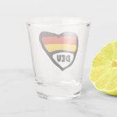 Deutschland Ländercode Flaggenherz, DEU Schnapsglas (Rückseite)