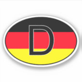 Deutschland Ländercode Oval Aufkleber mit Fahne (Vorderseite)