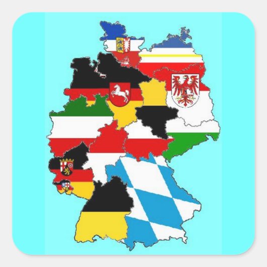 Deutschland - Landesflaggen - Karte Quadratischer Aufkleber (Vorderseite)
