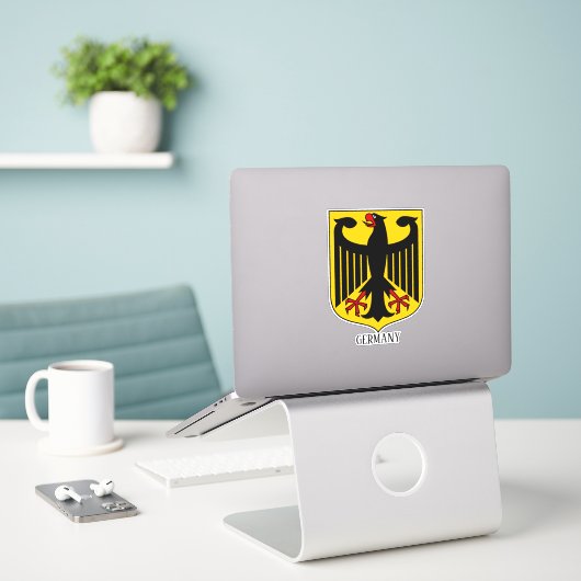 Deutschland Landeswappen Patriotisch Aufkleber (Laptop auf Schreibtisch)