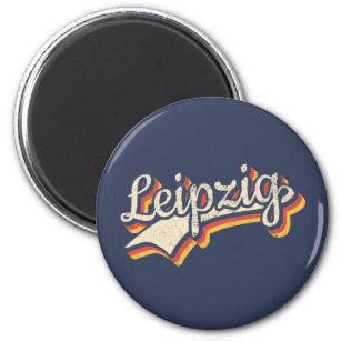 Deutschland Leipzig Vintag Retro Typografie Magnet