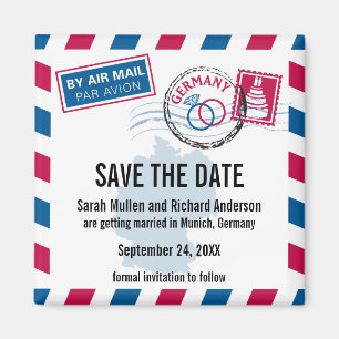 Deutschland-Luftpost, die Save the Date Wedding Magnet