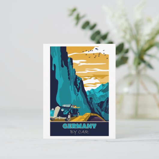 Deutschland mit dem Auto Postkarte (Stehend Vorderseite)