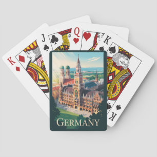 Deutschland München Illustration Reise Kunst Vinta Spielkarten