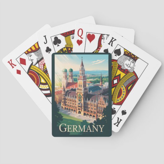 Deutschland München Illustration Reise Kunst Vinta Spielkarten (Rückseite)