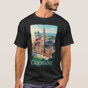 Deutschland München Illustration Reise Kunst Vinta T-Shirt