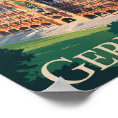 Deutschland München Illustration Travel Art Vintag Poster (Ecke)