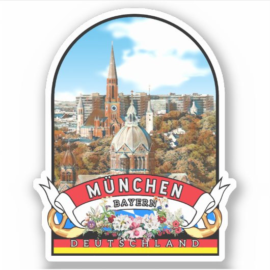 Deutschland München Vintage souvenir Aufkleber (Vorderseite)