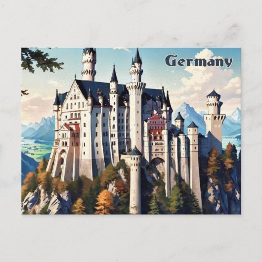 Deutschland Neuschwanstein Burg Postkarte Vintag (Vorderseite)
