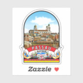 Deutschland Passau Vintage souvenir Aufkleber (Blatt)