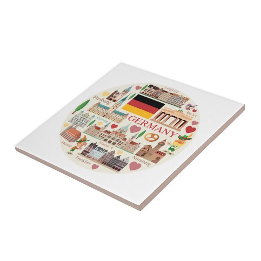Deutschland Reisesymbole Fliese (Seite)