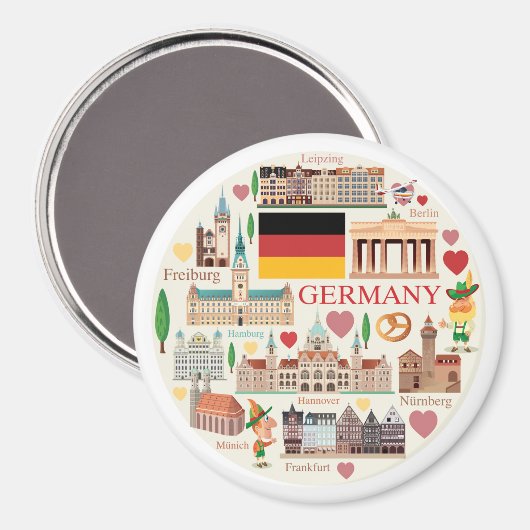Deutschland Reisesymbole Magnet (Vorderseite/Rückseite)