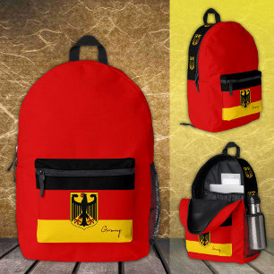 Deutschland, roter Rucksack, deutsche Flagge / Deu Bedruckter Rucksack