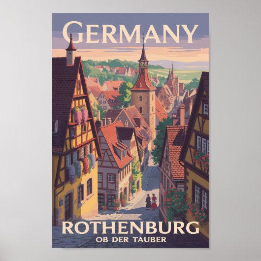 Deutschland Rothenburg ob der Tauber Illustration Poster (Vorne)
