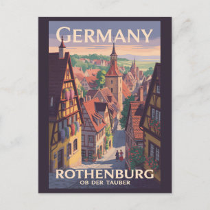Deutschland Rothenburg ob der Tauber Illustration Postkarte