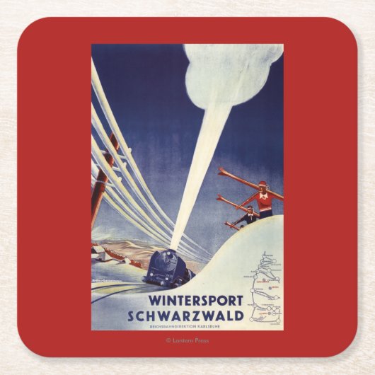 Deutschland - Skifahren im Schwarzwald Rechteckiger Pappuntersetzer (Vorderseite)