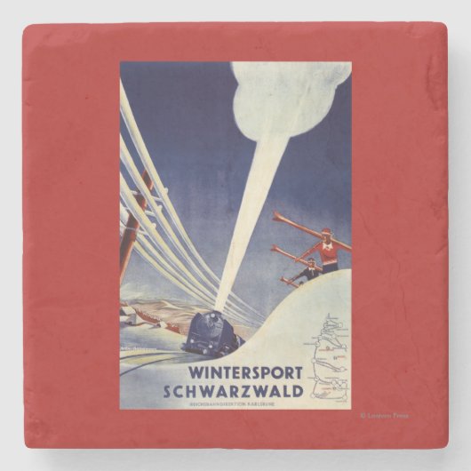 Deutschland - Skifahren im Schwarzwald Steinuntersetzer (Vorderseite)