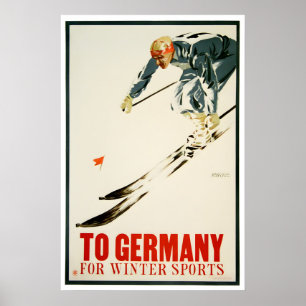 Deutschland Skiposter Deutsche Kunst Skifahren Dru Poster