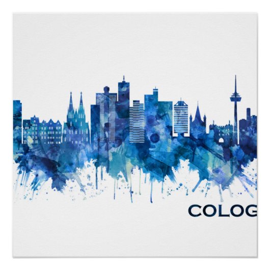 Deutschland Skyline Blue Poster (Vorderseite)