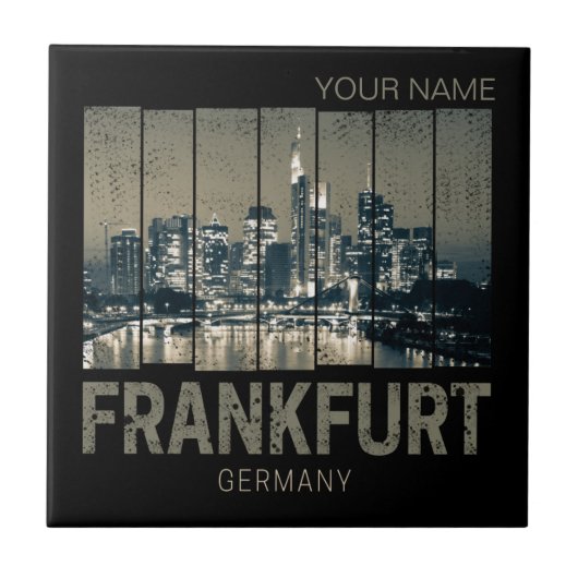 Deutschland Skyline Retro Vintag Souvenir Fliese (Vorderseite)