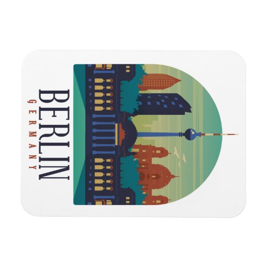 Deutschland Skyline Vintage Travel Foto Magnet (Horizontal)