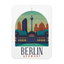 Deutschland Skyline Vintage Travel Foto Magnet