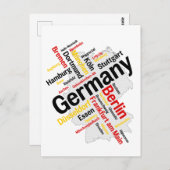 Deutschland - Städte in Landkarte Postkarte (Vorne/Hinten)