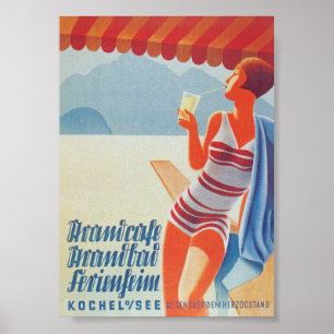 Deutschland, Strand, Vintage Travel Poster