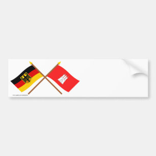 Deutschland und Hamburg Flaggen, gekreuzt Autoaufkleber