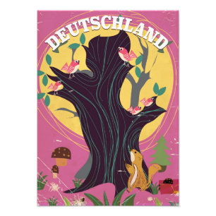 Deutschland Vintage-Cartoon-Landschaftsposter Fotodruck