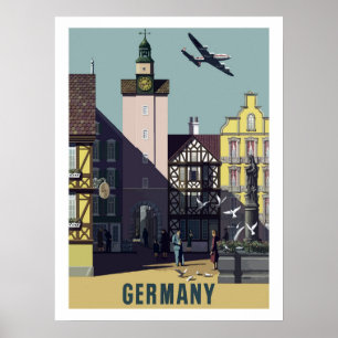 Deutschland, Vintage-Fluglinienposter Poster
