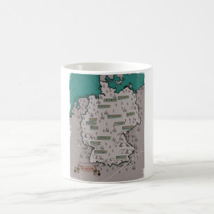 Deutschland - Vintage Illustrierte Karte Kaffeetasse