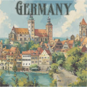 Deutschland Vintage Reiseplakat Aufkleber (Vorderseite)