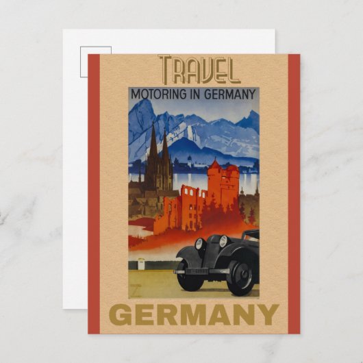 Deutschland Vintage Travel Poster Postkarte (Vorne/Hinten)