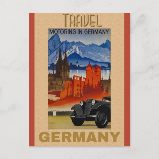 Deutschland Vintage Travel Poster Postkarte (Vorderseite)