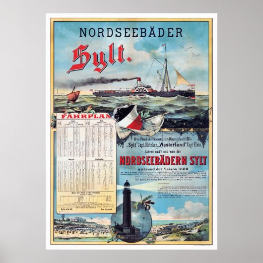 Deutschland Vintage Travel Poster restauriert 1888 (Vorne)