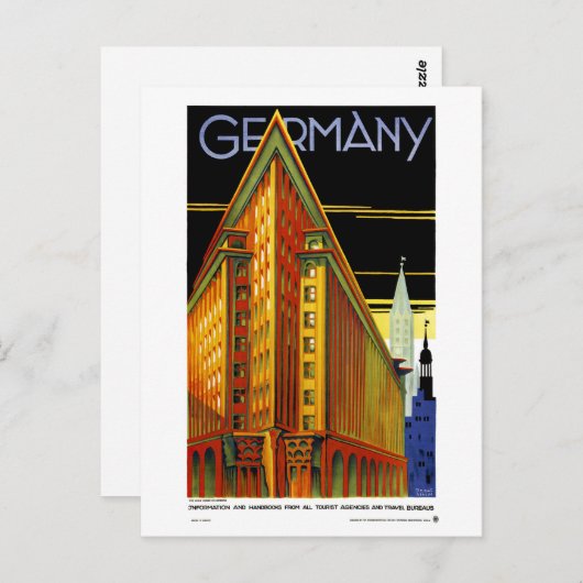Deutschland Vintage Travel Poster wiederhergestell Postkarte (Vorne/Hinten)