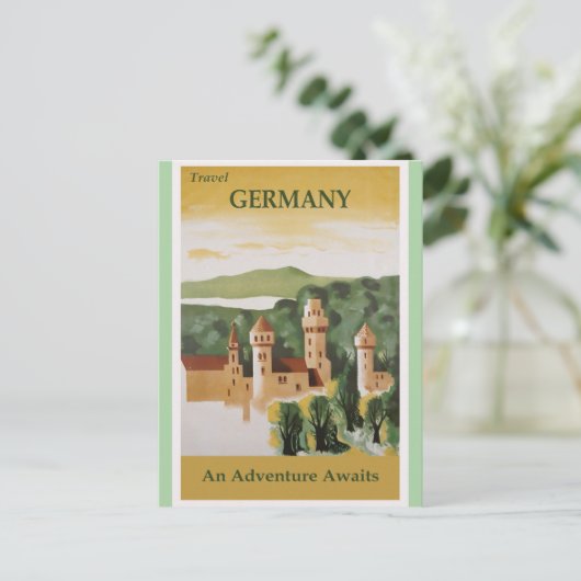 Deutschland Vintages Schlossreiseplakat Postkarte (Stehend Vorderseite)